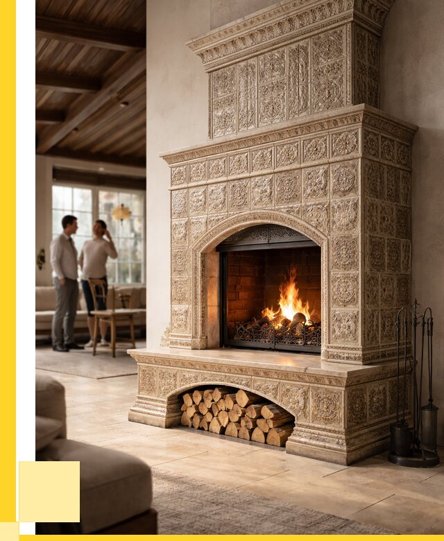 Купить изразцовый камин в Североморске от 267425 р. | ЭриданСвм