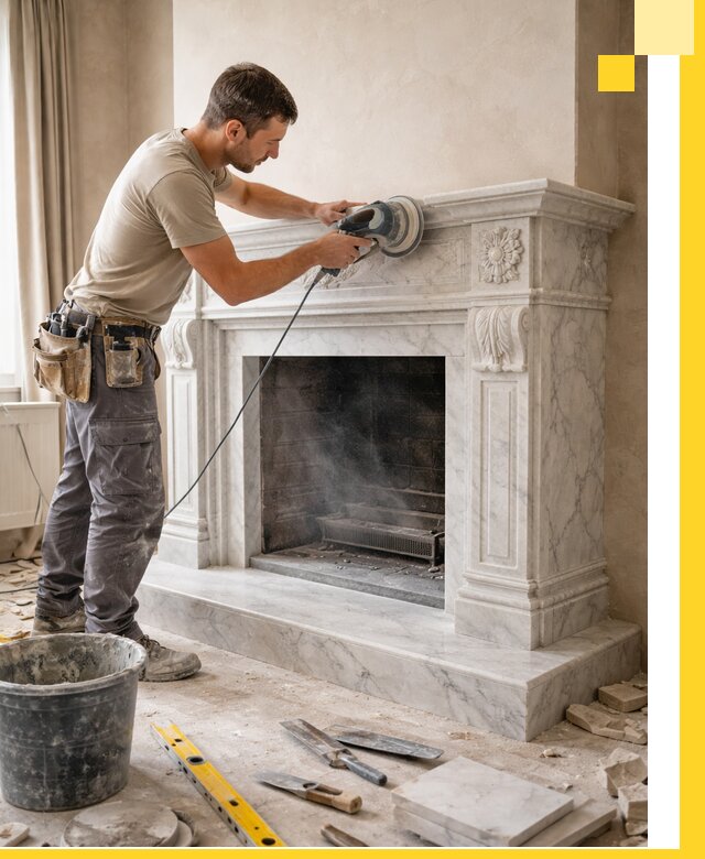 Изготовление и установка мраморных каминов в Североморске под ключ