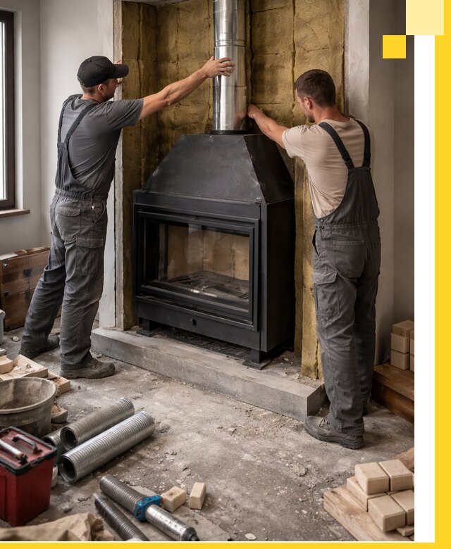 Изготовление и монтаж закрытых каминов в Североморске под ключ