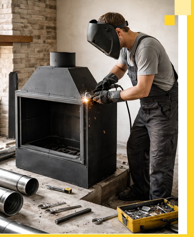 Продажа и установка металлических каминов в Североморске под ключ