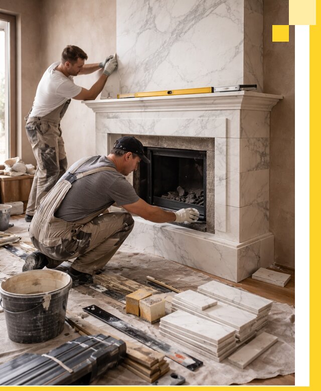 Отделка каминов в Североморске качественные облицовочные работы