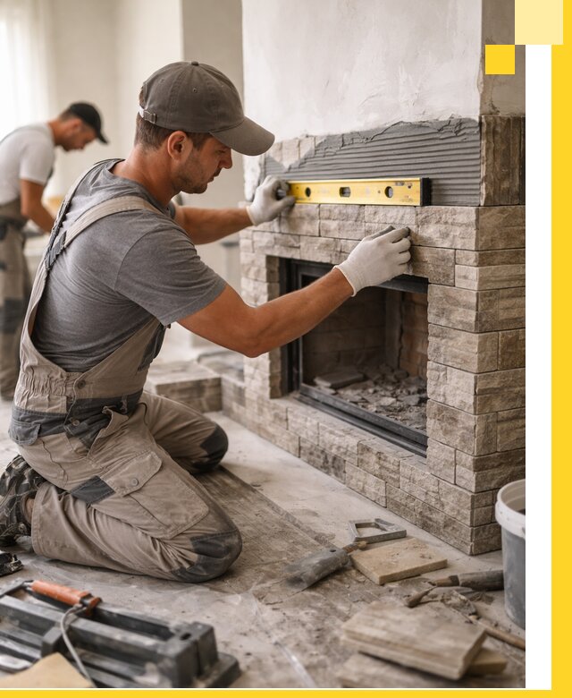 Облицовка каминов в Североморске, монтаж и отделка натуральным камнем