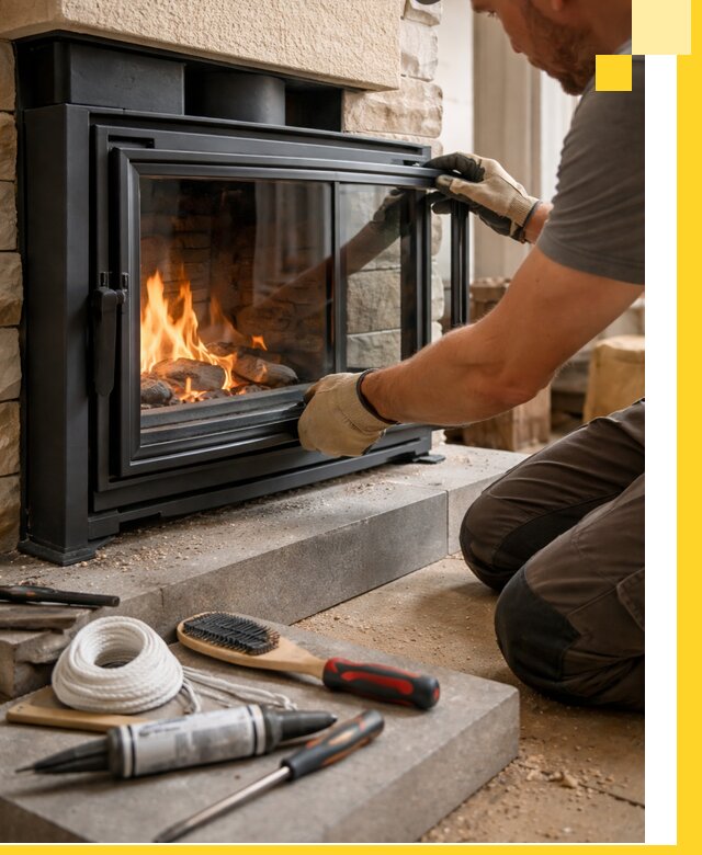 Производство, монтаж и доставка каминов со стеклом в Североморске