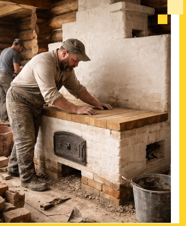 Проектирование и установка русской печи с лежанкой в Североморске