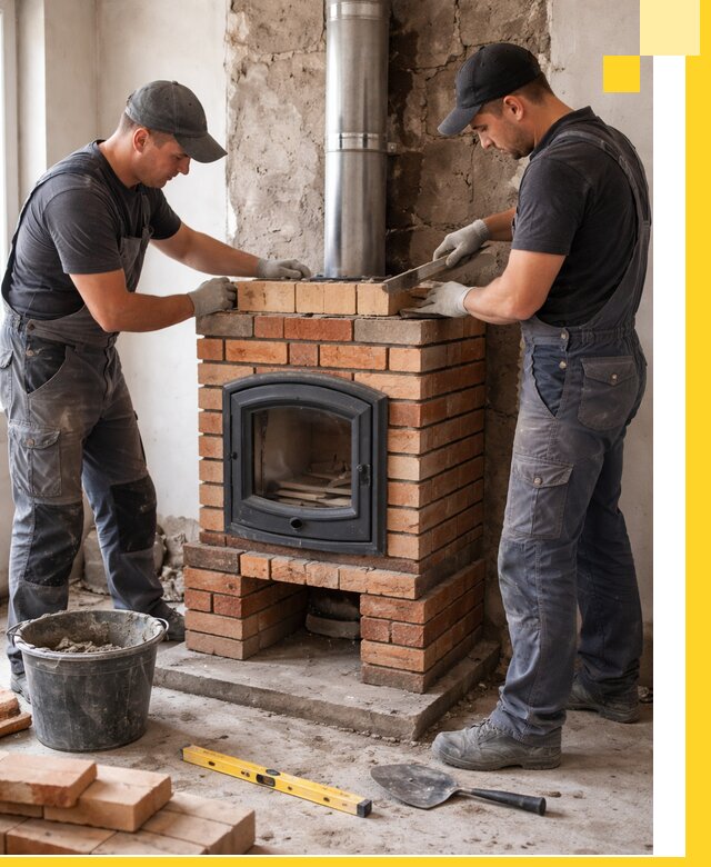 Монтаж печи камина под ключ в Североморске с гарантией и пусконаладкой