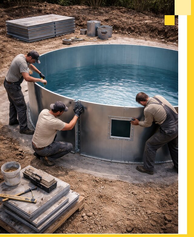 Круглые бассейны под ключ в Североморске проектирование и монтаж