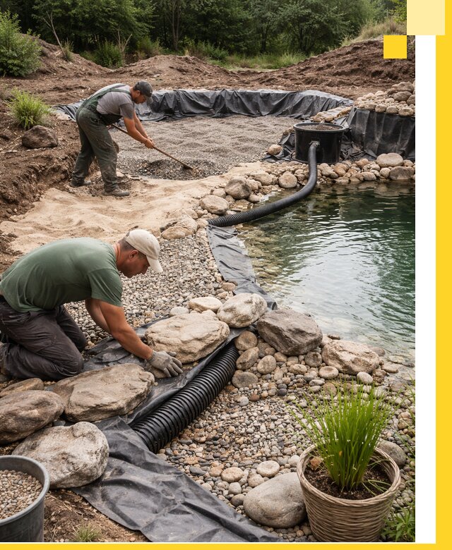 Строительство природных бассейнов и озер в Североморске под ключ