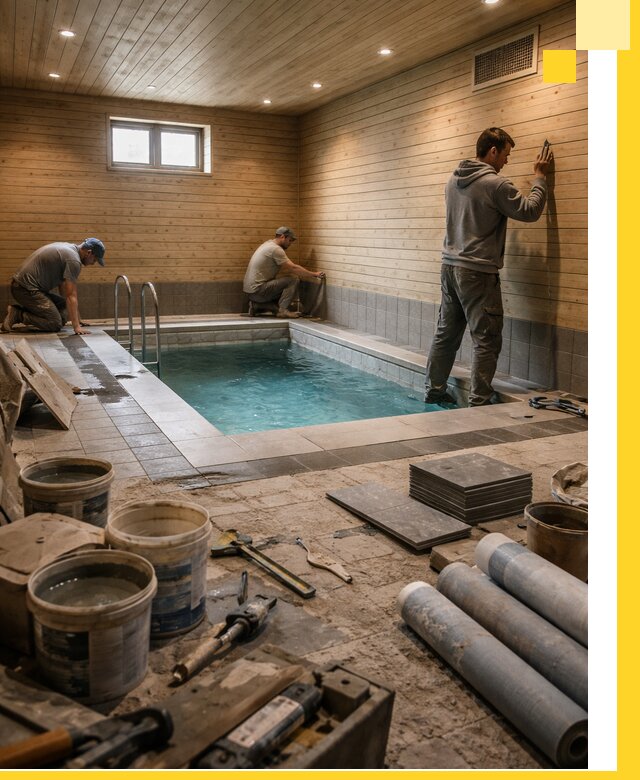 Строительство бани с бассейном и сауной под ключ в Североморске