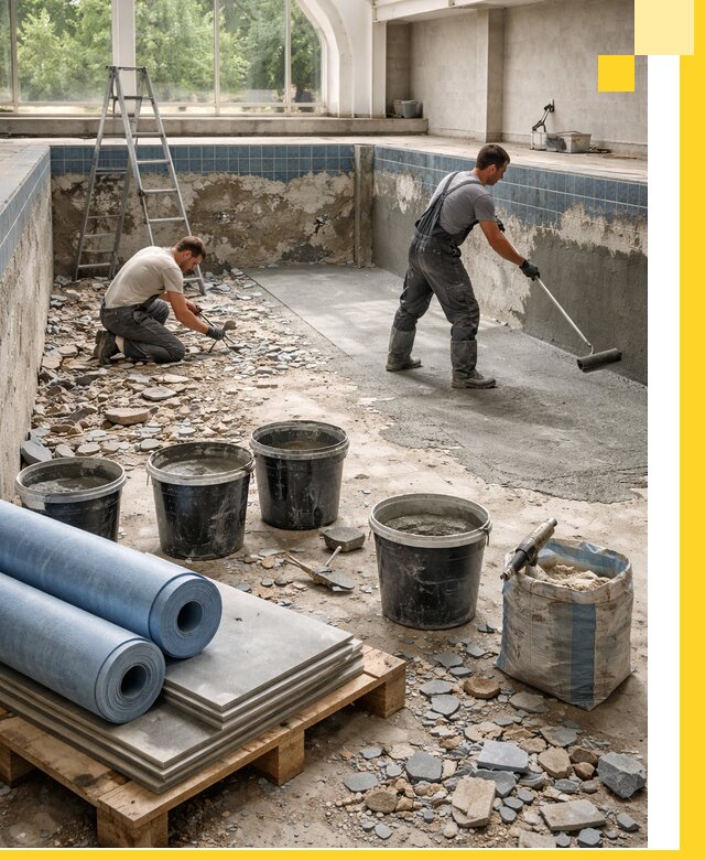 Реконструкция бассейнов в Североморске: ремонт, гидроизоляция