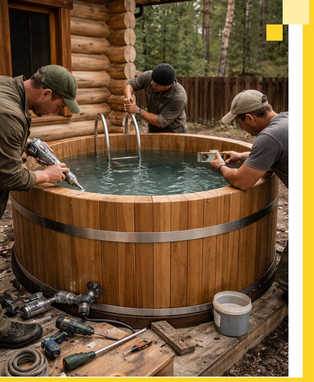 Строительство бань с купелью под ключ и отделкой в Североморске