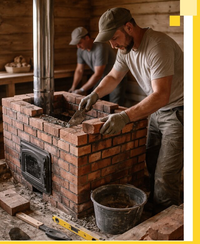 Кирпичные печи для бани под ключ в Североморске, проект и монтаж