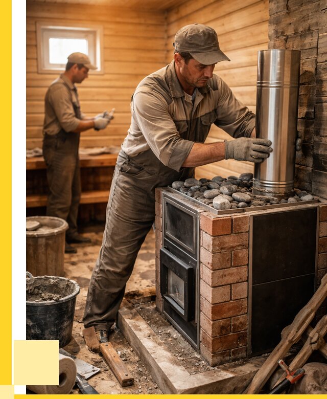 Монтаж печи в бане под ключ в Североморске от 21394 р. | ЭриданСвм