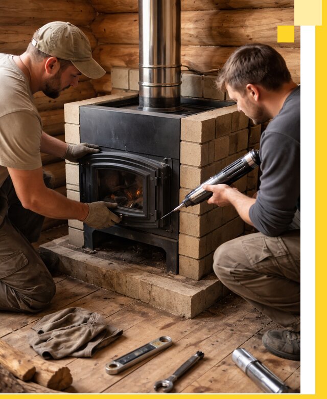 Монтаж и установка печи в бане под ключ с гарантией в Североморске