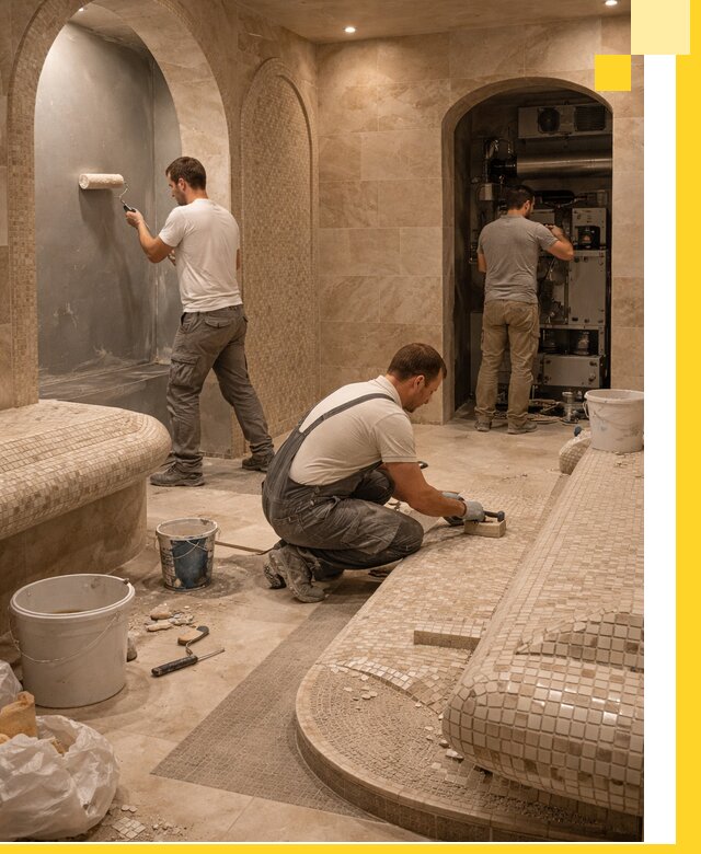 Строительство бани с хамамом и бассейном под ключ в Североморске