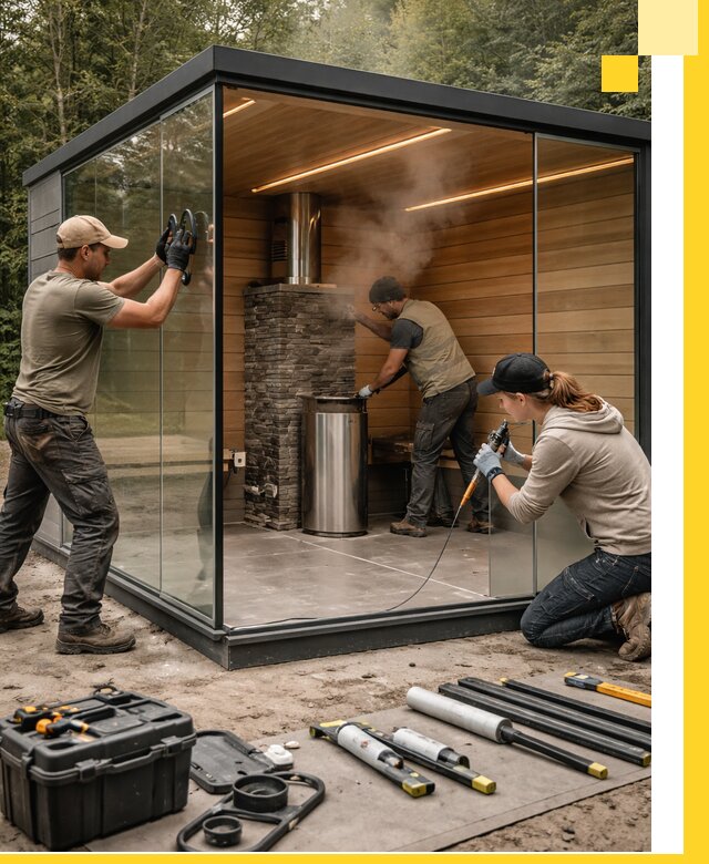 Проектирование и строительство стеклянных бань в Североморске