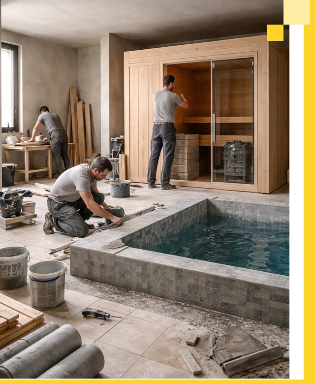 SPA зоны под ключ с бассейном сауной и печью в Североморске